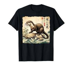 Tierwelt, Wasser, Vintage, japanische Kunst, niedlicher Otter T-Shirt von Japanese Culture History Lover Japan