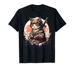 Samurai Cat Warrior Japanische Ninja-Katze Kawaii T-Shirt von Japanese Samurai Warriors & Funny Kawaii Animes