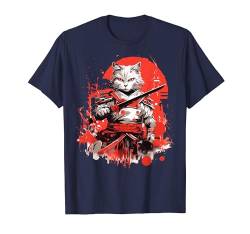 Samurai Cat Warrior Japanische Ninja Katze Kawaii T-Shirt von Japanese Samurai Warriors & Funny Kawaii Animes