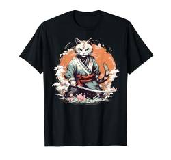 Samurai Cat Warrior Japanische Ninja Katze Kawaii T-Shirt von Japanese Samurai Warriors & Funny Kawaii Animes