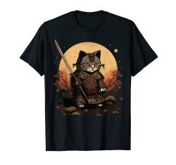 Samurai Cat Warrior Japanische Ninja-Katze Kawaii T-Shirt von Japanese Samurai Warriors & Funny Kawaii Animes