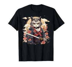 Samurai Cat Warrior Japanische Ninja Katze Kawaii T-Shirt von Japanese Samurai Warriors & Funny Kawaii Animes