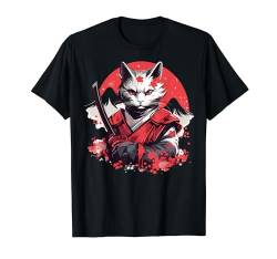 Samurai Cat Warrior Japanische Ninja Katze Kawaii T-Shirt von Japanese Samurai Warriors & Funny Kawaii Animes