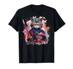 Samurai Kitty Krieger Japanische Ninja Kitty Kawaii T-Shirt von Japanese Samurai Warriors & Funny Kawaii Animes