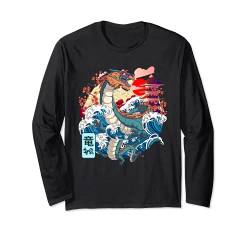 Japanischer Drache, große Welle Kanagawa Japanische Vintage-Kunst Langarmshirt von Japanese The Great Wave Kanagawa Japan Vintage Art