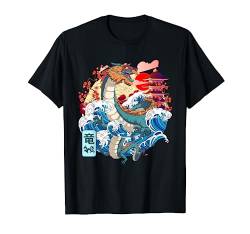 Japanischer Drache, große Welle Kanagawa Japanische Vintage-Kunst T-Shirt von Japanese The Great Wave Kanagawa Japan Vintage Art