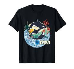 Japanischer Orca-Wal, große Welle Kanagawa Japanische Vintage-Kunst T-Shirt von Japanese The Great Wave Kanagawa Japan Vintage Art