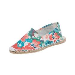 Japanwelt Espadrilles Hawaii Muster Canvas Damen und Herren Sommerlatschen Leinen Slipper Größe 36 von Japanwelt