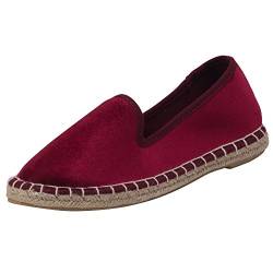 Japanwelt Espadrilles Samtschuhe Damen Pantoffeln - Samt Slipper Sommerschuhe Bordeaux Größe 42 von Japanwelt