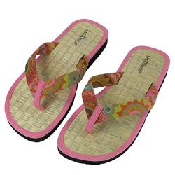 Japanwelt Les Tongs Zimtlatschen Tahiti Blossom mit Muster - gesunde Zimtsandalen mit Vietnam Zimtsohlen ? Damen Größe 35/36 EU von Japanwelt