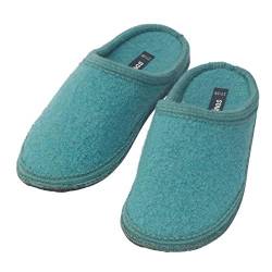 bacinas warme Filz Hausschuhe Damen Türkis - Flache Filzpantoffeln Schafswolle Slipper 39/40 von Japanwelt