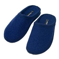 bacinas warme Filz Hausschuhe für Damen Dunkel-Blau - flache Filzpantoffeln Schafswolle Slipper 39/40 von Japanwelt