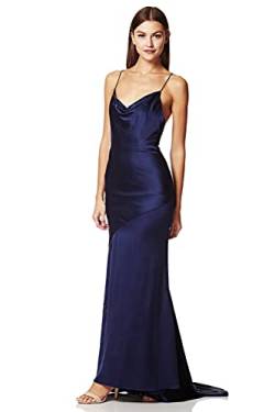 Jarlo London Damen Roxanne Maxikleid mit Wasserfallausschnitt und offenem Rücken Kleid, Navy, 36 von Jarlo London