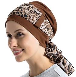 Bambus-Baumwollfutter Chemo-Kopfbedeckung für Frauen mit seidigen Schals für Krebs, Haarausfall, Schlafkappen, Beanie, Kaffee, Einheitsgröße von JarseHera