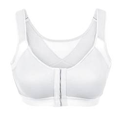 Jarseila BH Damen Vorderverschluss BH Push Up Haltungskorrektur BH Yoga BH Stark Halt Sport Oberteile Bustier Weiß XXL von Jarseila