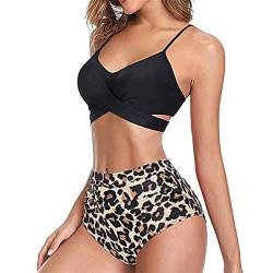 Jarseila Damen Bikini Set Sexy Zweiteiliger Badeanzug Bikini Oberteil Hohe Taille Bikinihose Elegant Push Up Bademode Leopardenmuster M von Jarseila