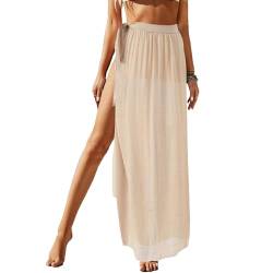 Jarseila Damen Strandkleider Lang Sarong Cover Up Badeanzug Vertuschung Chiffon Wickelröcke 2024 Sommer #A-Beige von Jarseila