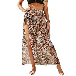 Jarseila Damen Strandkleider Lang Sarong Cover Up Badeanzug Vertuschung Chiffon Wickelröcke 2024 Sommer #A-Leopardenmuster von Jarseila