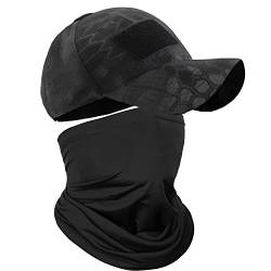 Jarseila Herren Camo Baseball Cap mit Gesichtsmasken, Military Cap Baseballmütze Herren Baumwoll Army Cap Cotton Military Kappe Basecap, Schlangenmuster Schwarz von Jarseila