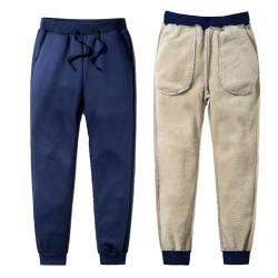 Jarseila Herren Jogginghose Fleece Sweatpants Winter Warme Trainingshose Damen Sporthose mit Kordelzug Fitness Basics Sweathose Unisex Blau XS von Jarseila