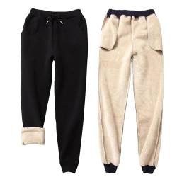 Jarseila Jogginghose Herren Winter Warme Sweatpants Fleece Verdickung Lounge Hose Fitness Trainingshose Flauschig Fleecehose Unisex Schwarz XL von Jarseila