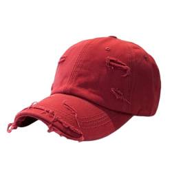 Jarseila Vintage Basecap Herren Baseballmütze Distressed Baseball Kappe Damen Retro Baumwolle Baseballkappe Verstellbar Outdoor Rot von Jarseila