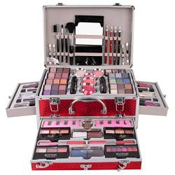 JasCherry Schminkkoffer Multifunktions Schmink Kosmetik Make-up Set mit Lipgloss, Lidschatten, Blush Rouge, Pressed Powder Pulver - Schminkset Etui Box für Gesicht, Augenbraue, Augen und Lippen #3 von JasCherry