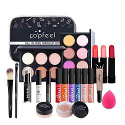 Schminkkoffer Set Frauen, JasCherry Schminkkoff Set, 20 St Tragbare Reisen Make-Up Set - Komplett Kosmetik set mit Lidschatten Paletten Lippenstift Pinsel, Geschenk für Frauen und Mädchen von JasCherry