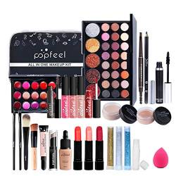 Schminkkoffer Set Frauen, JasCherry Schminkkoff Set, 30 St Tragbare Reisen Make-Up Set - Komplett Kosmetik set mit Lidschatten Paletten Lippenstift Pinsel, Geschenk für Frauen und Mädchen von JasCherry