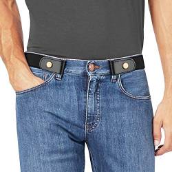 Herren Schnallenloser Gürtel Elastischer Gürtel Ohne Schnalle 3,5cm Breite, Herren Schnallenfreier Unsichtbarer Gürtel für Jeans Hosen, Schwarz, L 80cm(Für Hosengröße 100cm-150cm) von JasGood