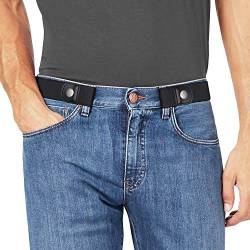 Herren Schnallenloser Gürtel Elastischer Gürtel Ohne Schnalle 3,5cm Breite, Herren Schnallenfreier Unsichtbarer Gürtel für Jeans Hosen, Schwarz, S 60cm(Für Hosengröße 70cm-120cm) von JasGood