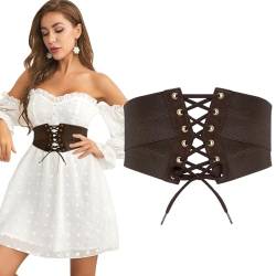 JasGood Damen Elastischer Korsettgürtel, Hoher Taille Cinch Taillengürtel, Breiter Wickel Retro Damengürtel für Kleid, Halloween Cosplay Gürtel von JasGood