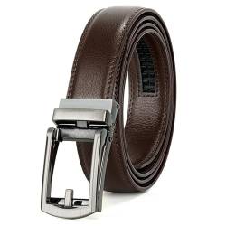 JasGood Herren Ledergürtel Automatische Ratsche Gürtel für Herren Leder Gürtel 33mm Breit mit Verstellbarer Automatische Schnalle für Anzug Geschäft Lässig,Kaffee,115cm von JasGood