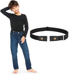 JasGood Schnallefrei Gürtel für Jungen oder Mädchen, Elastischer Unsichtbare Gürtel Ohne Schnalle für Kinder, Schwarz, 36cm von JasGood
