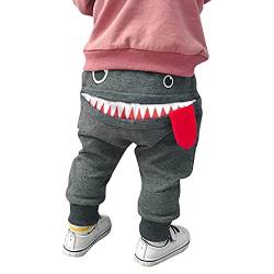 Baby Haremshose Jungen Mädchen Cartoon mit Großer Zunge Drucken Hosen Lange Hip-Hop Pants Haremshose mit Großer Zunge für Kinder (Grau,110) von Jaskdconsy
