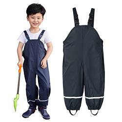 Jaskdconsy Kinder Regenhose Jungen Mädchen Matschhose mit Gefütterte Matschhose(Schwarz,L) von Jaskdconsy