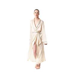 JASMINE SILK Luxuriöser Bademantel aus reiner Seide, Kimono, hautfarben, nude, 42 von Jasmine Silk