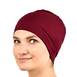 Jasmine Silk Cardani Schlafmütze aus Seide, geeignet für Chemo und Haarausfall, Unisex, für Chemokrebs, burgunderfarben, Einheitsgröße von Jasmine Silk
