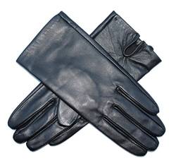 Jasmine Silk Damen handschuhe aus echtem Nappa leder, mit Plüschfutter/100% Seide Futter Schwarz (Medium (18-19.5cm)) von Jasmine Silk