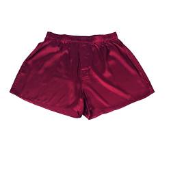 Jasmine Silk Klassische Herren-Boxershorts aus Seide, Burgunderrot Gr. S, burgunderfarben von Jasmine Silk
