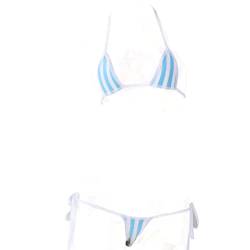 JasmyGirls Anime Dessous Stripe Micro Bikini Kawaii Badeanzug Japanischer BH und Panty Set Süßer Badeanzug Sexy Cosplay Outfit von JasmyGirls