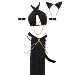 JasmyGirls Cosplay Dessous Freche Rollenspiel Outfits für Frauen Katze Ägyptische Kleopatra Kostüm Halloween Prinzessin Leia Sklaven Kleid von JasmyGirls