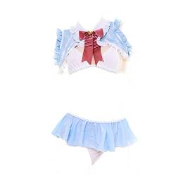 JasmyGirls Damen Sexy Bunny Kostüm Anime Cosplay Dessous Set Rollenspiel Dienstmädchen Anzug Lolita Outfit Bikini Top Nachtwäsche Minirock von JasmyGirls