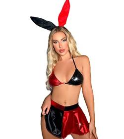 JasmyGirls Sexy Häschen-Kostüm für Damen, frecher Teufel, Cosplay, Halloween, Clown, Leder, Anime, Bikini, Kawaii, Maid, Outfit, Hase von JasmyGirls