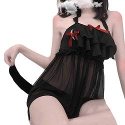JasmyGirls Sexy Katze Cosplay Dessous Set Kawaii Kätzchen Rollenspiel Kostüm Anime Micro Bikini Netter BH und Slip Lolita Unterwäsche von JasmyGirls