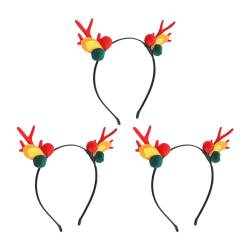 Jauarta 3 Stück Rentier-Stirnband, Weihnachtsgeweih-Stirnband, Leicht, Stabil, Haarreifen für Party, Cosplay, Foto-Requisite von Jauarta