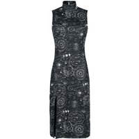 Jawbreaker - Gothic Kleid knielang - Alchemy Cat Print Midi Cut Out Dress - XS bis XXL - für Damen - Größe L - schwarz/weiß von Jawbreaker