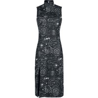 Jawbreaker - Gothic Kleid knielang - Alchemy Cat Print Midi Cut Out Dress - XS bis XXL - für Damen - Größe XS - schwarz/weiß von Jawbreaker