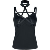 Jawbreaker - Gothic Neckholder - Pentagram Straps Top - XS bis XXL - für Damen - Größe M - schwarz von Jawbreaker