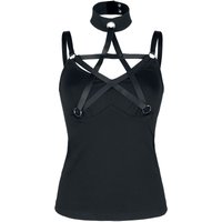 Jawbreaker - Gothic Neckholder - Pentagram Straps Top - XS bis XXL - für Damen - Größe XS - schwarz von Jawbreaker